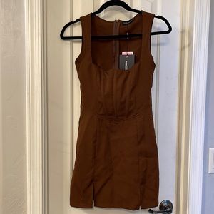 NWT PLT Brown Sleeveless Corset Bodycon Dress